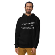 Load image into Gallery viewer, Stay Curious and Take It Easy Hoodie (Dark)