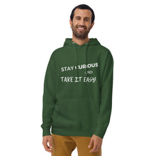 Load image into Gallery viewer, Stay Curious and Take It Easy Hoodie (Dark)